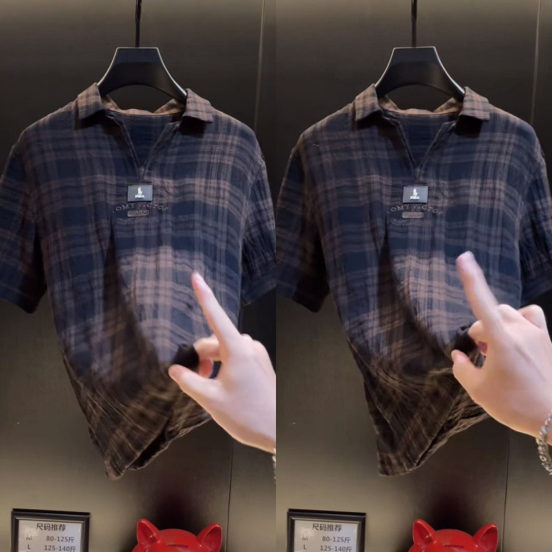 高品質の夏ヨーロッパのトップ高級夏の新デザインカジュアルチェック柄半袖Tシャツメンズトップストレンディなブランド|undefined