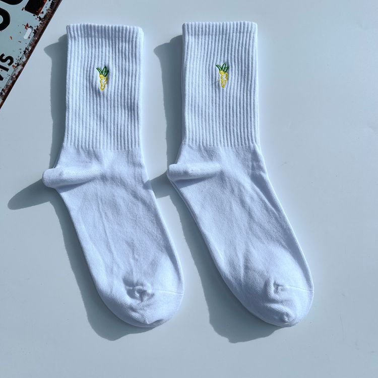 Chaussettes de sport mi-mollet en coton à rayures pour homme, brodées, couleur unie, tendance, style universitaire, 2025d_voghion.com