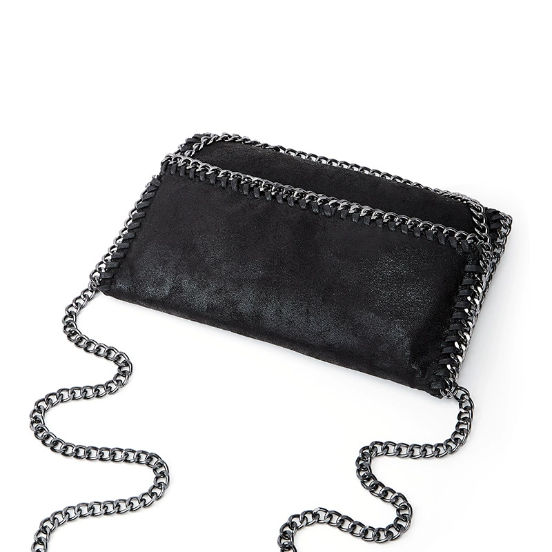 One-Shoulder Chain Bag, Small Crossbody with Metal Chain Strap, High-end Black, 32×3×19 cm