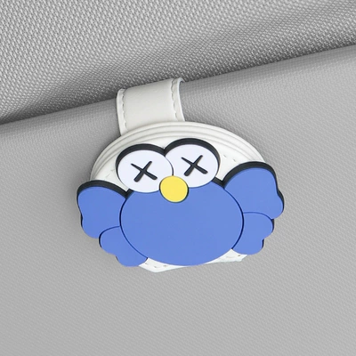 Car Glasses Clip, Car Glasses Case, Sun Visor Storage Gadget, Sunglasses Clip, Multifunctional Card Holder, In-Car Glasses Holder (Car Glasses Clip/Bill Clip) - blue-and-white