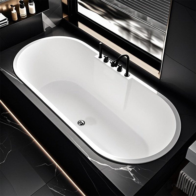 Acrylic Built-In Oval Bathtub, Built-In Adult Hotel and B&B Home Thickeneded and Deepened Bathtub Acrylic Built-In Oval Bathtub, Built-In Adult Hotel and B&B Home Thickeneded and Deepened Bathtub