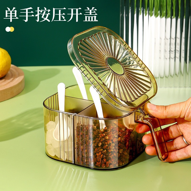 Caja de condimentos de lujo ligera, cocina doméstica, conjunto de latas de condimentos de cocina de cuatro cuadrados con cubierta, caja de condimentos de almacenamiento