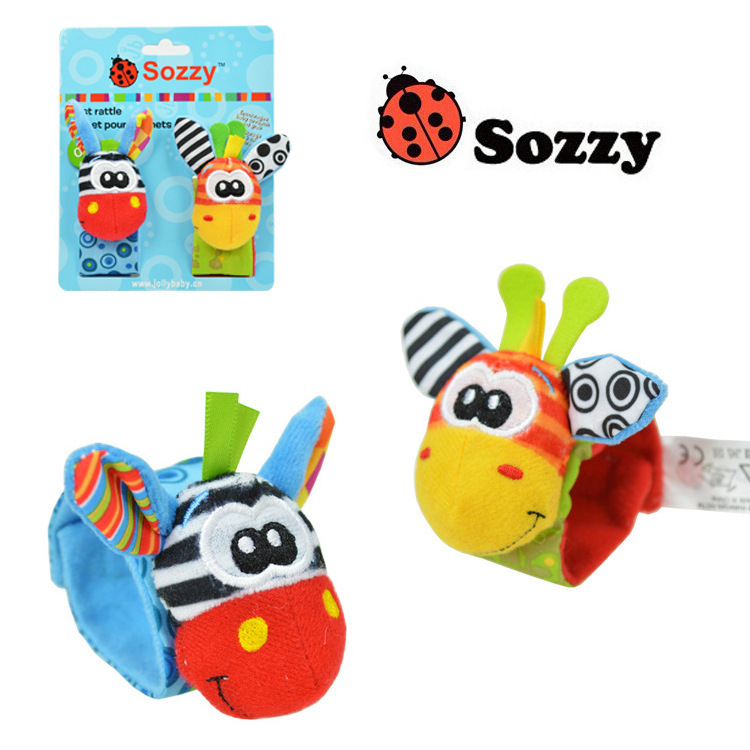 美國sozzy 寶寶手腕帶早教毛絨玩具手錶帶手腕搖鈴0歲嬰兒玩具鈴