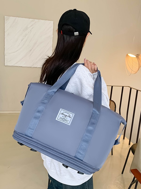 Bolsa de viaje, rueda universal de gran capacidad, bolsa de almacenamiento para estudiantes en viaje de negocios, bolsa de lona expandible impermeable, separación en seco y húmedo