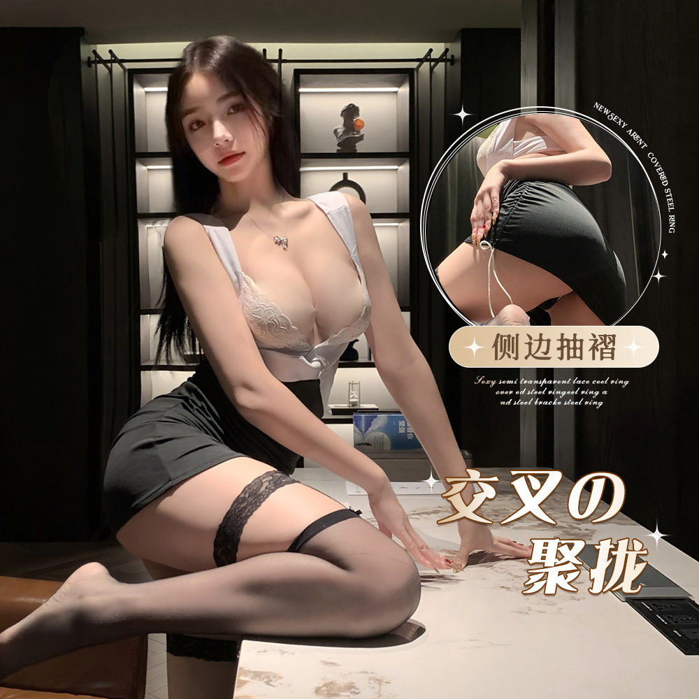 Sexy Underwear Awful Deep V Chest Secretarial Lace Sexy Naked Back Uniform Hip dress