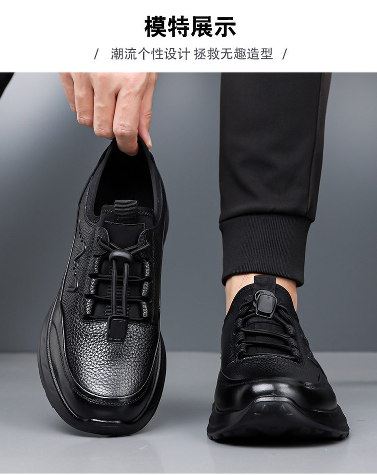 Giày lười nam da bò thật đế mềm chống mài mòn, đế dày nhẹ, kiểu slip-on — D1825 Đen chi tiết 12