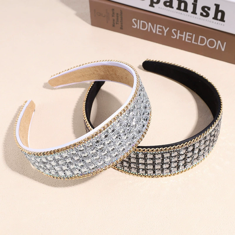 Trend non-slip headband, fashionable hair accessory for face washing, European style, internet celebrity, diamond encrusted