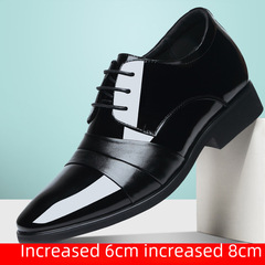 Men's Insole Heightening Leather Shoes 8cm Genuine Leather Breathable 6cm British Style Business Formal Wedding Shoes for Grooms
