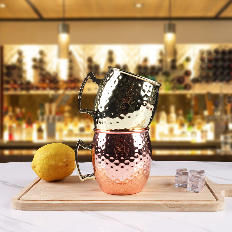 Cross - Border MOSCÚ pure Stainless Steel mula Cup Mule Copper Hammer Point Cup Mark Cup 500ml cóctel Drum Cup