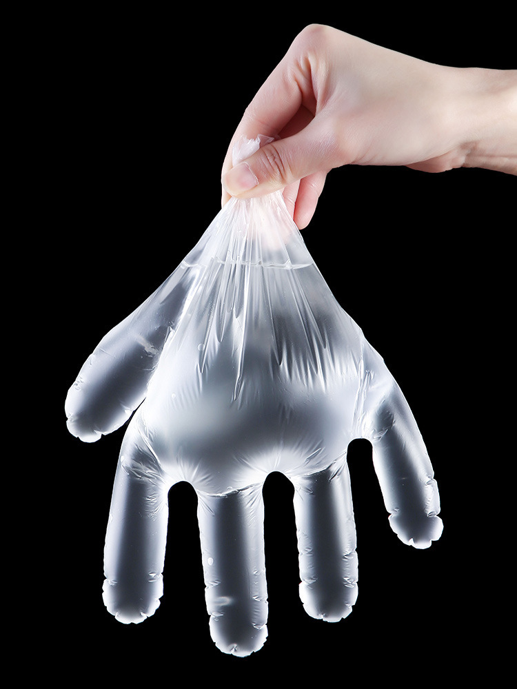 Disposable extra thick transparent gloves, food-grade plastic gloves for takeout catering and eating crayfish, PE film gloves