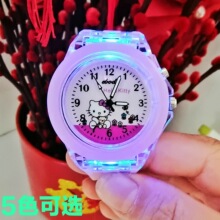 KT猫手表卡通儿童手表批发led发光表 果冻色软胶夜光手表女童韩版
