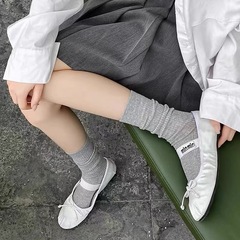Miumiu風スタッカソックス夏の薄いバレエ風jk白いふくらはぎソックス、急いで突進しました!!!