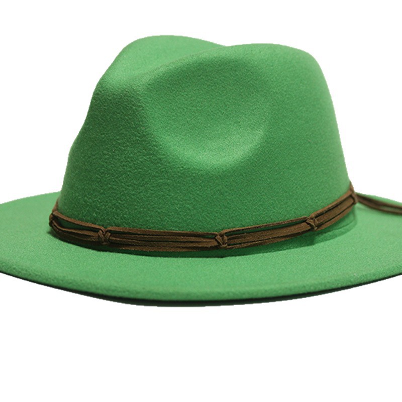 Nuevo sombrero Pu Correa remachada sombrero con sombrero vaquero de piedra elástica sombrero de fieltro cinturón de tejido modelo Pu sombrero con accesorios