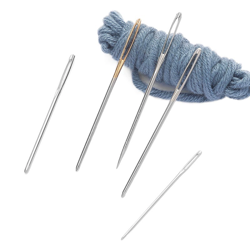 Игла с большим ушком Ручная швейная игла Бытовая многоцелевая тупая игла с большим ушком Золотой хвост с заостренной головкой Швейная игла для одеяла Игла для вышивки крестиком