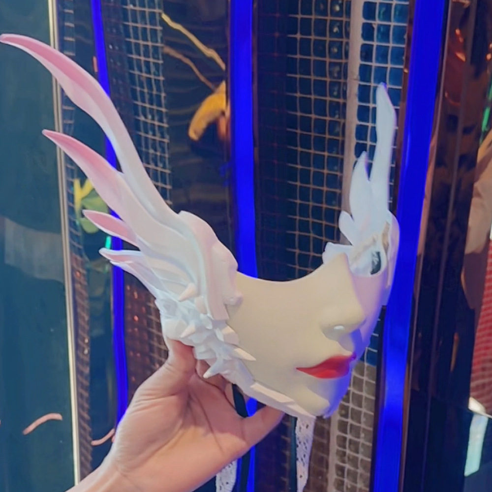 Máscara de media cara con alas de belleza, hermosa máscara de pavo real de estilo antiguo para mujer, máscara completa para la parte inferior de la cara, cosplay, traje Hanfu Tang, juego de rol.