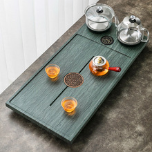 天然整块木纹石排水中式现代简约家用茶海办公大号茶盘茶具套装