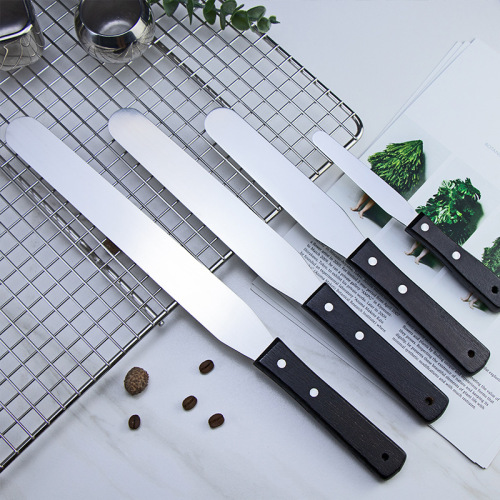 Cross-border supply baking cake knife stainless steel cream scraper wooden handle kiss knife 4-inch icing cake cream spreading spatula