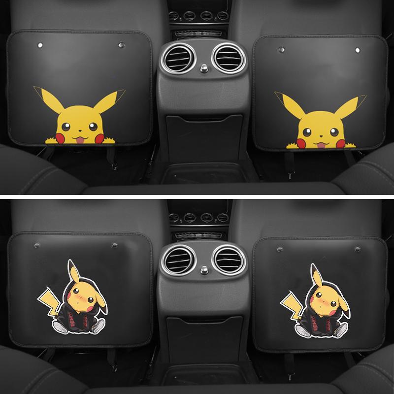 Car Seat Back Storage Bag Rear Seat Anti-kick Pad Protective Pad Back Hanging Bag Storage Bag Box Cartoon Pikachu