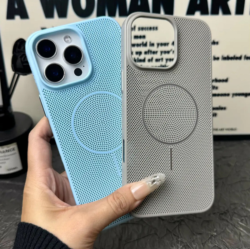 夏の目の穴の通気性の放熱はリンゴの16promaxの細い輪の磁気吸引の携帯の箱のiPhone15の全包みの14を適用します。|undefined