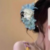 4# blue daffodil simulation gradient floral hair claw clip - approx. 13cm