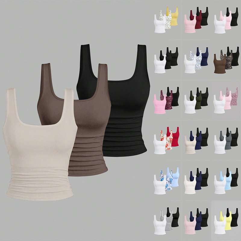 2025 New Cross-Border European and American Style Fashionable Versatile Slim-Fit Women's Summer Thin Backless Camisole Three-Piece Set 2025 New Cross-Border European and American Style Fashionable Versatile Slim-Fit Women's Summer Thin Backless Camisole Three-Piece Set