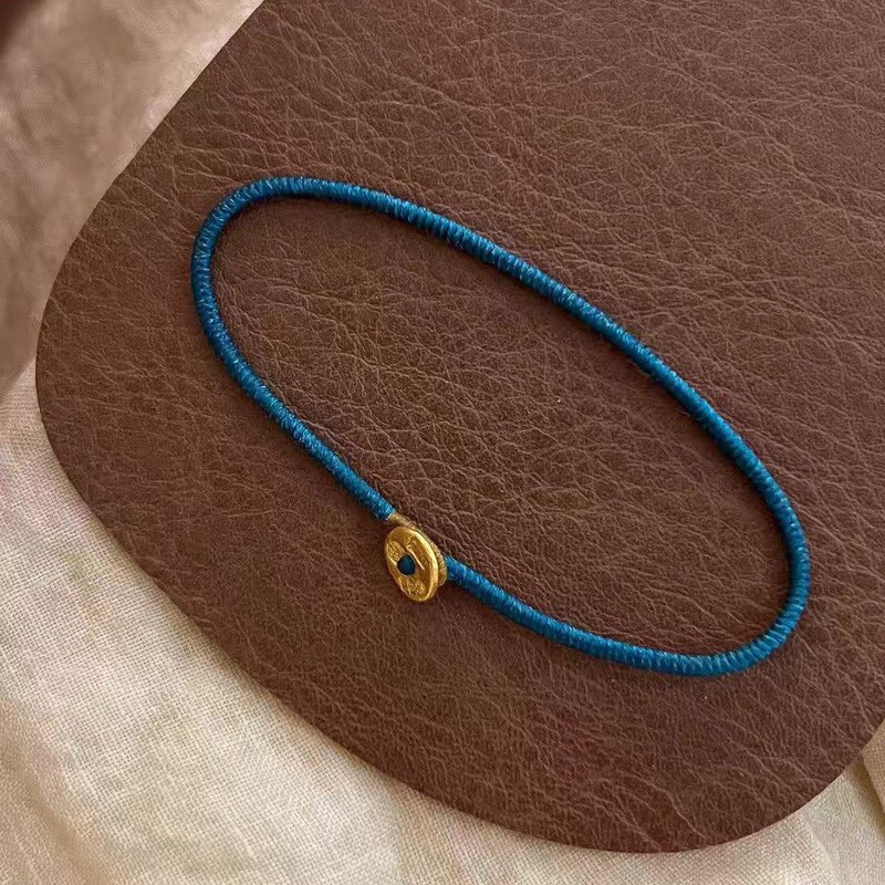 【Blue Rhythm Hidden Treasures】New Chinese Style Simple Blue Rope Copper Coin Bracelet, Exquisite and Versatile Antique-Style Jewelry 【Blue Rhythm Hidden Treasures】New Chinese Style Simple Blue Rope Copper Coin Bracelet, Exquisite and Versatile Antique-Style Jewelry