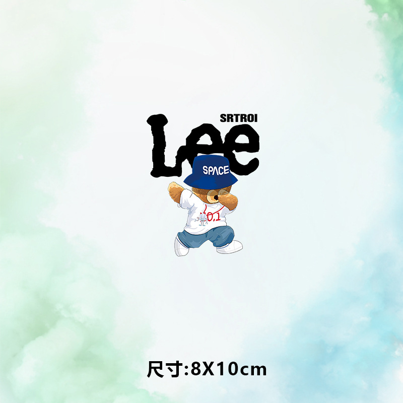 高级烫画图案新款lee蓝帽熊烫画贴印花衣服热转印白墨烫画布贴diy