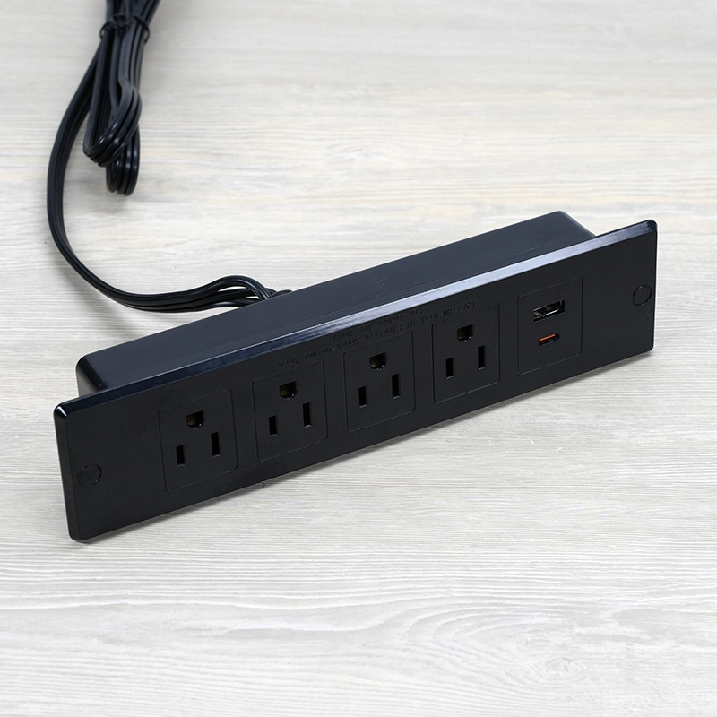 Manufacturer Certified US Standard 4-Outlet 3-Pin USB-A + CPD20W Fast Charging Furniture Desk Power Strip