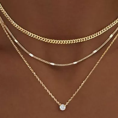 Amazon's New Cross-Border Round Pendant Necklace, Fashionable Layered European and American Style Women's Neck Chain, Personalized Matching