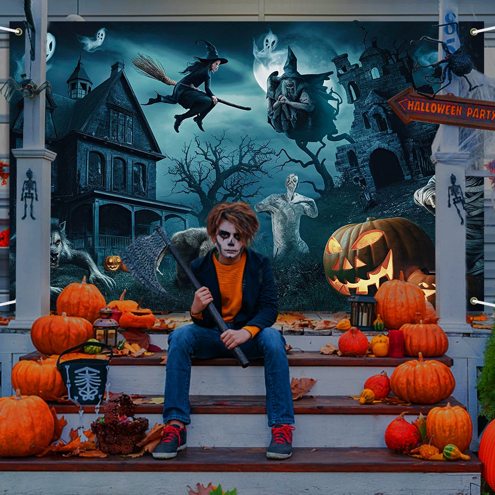 Амазон Halloween Dekor background баннер призрак фестиваль Жуткая атмосфера декор хэллоуин вечер фон ткань