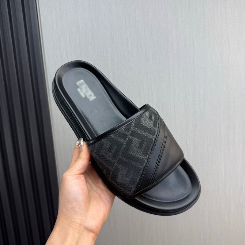 High Quality Men's Slippers 2025 Summer New Letter Fd Knitted Embroidered Thick-Soled Slippers Export Singapore and Vietnam High Quality Men's Slippers 2025 Summer New Letter Fd Knitted Embroidered Thick-Soled Slippers Export Singapore and Vietnam