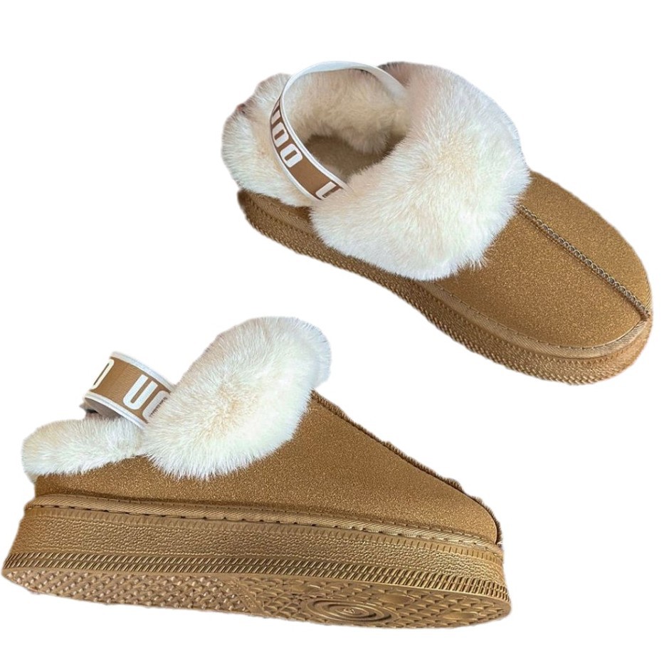 Comercio exterior transfronterizo invierno nuevo fondo grueso calentamiento de lana gruesa cabeza redonda bolsas de lana tacones botas de nieve mujeres al por mayor