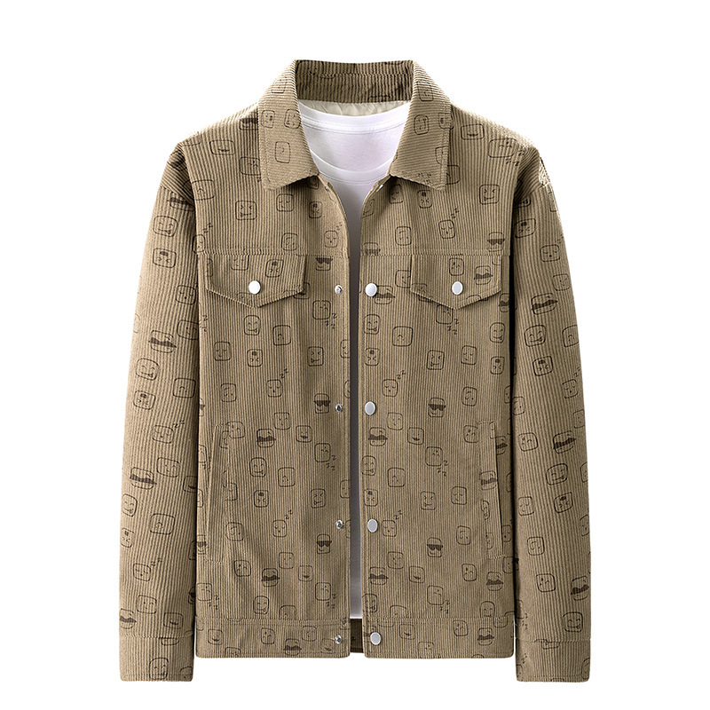 Men's Clothing manufacturers spring and autumn new men's expression print corduroy jacket with large pockets workwear for young and middle aged men_voghion.com