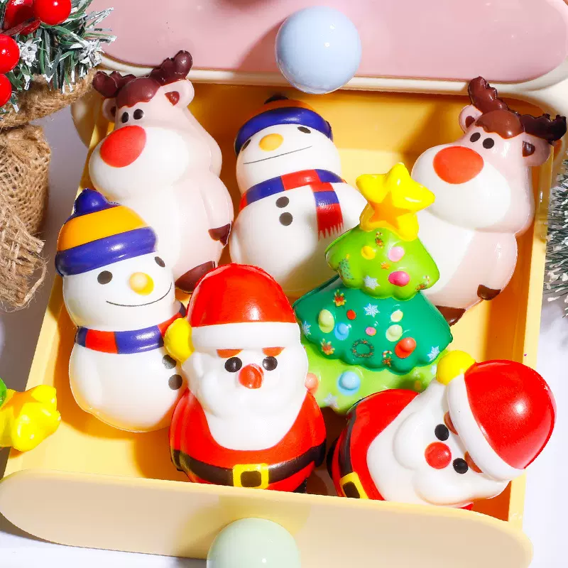 圣诞卡通捏捏乐解压高颜值玩具小红书同款网兜发泄挂件儿童小玩具