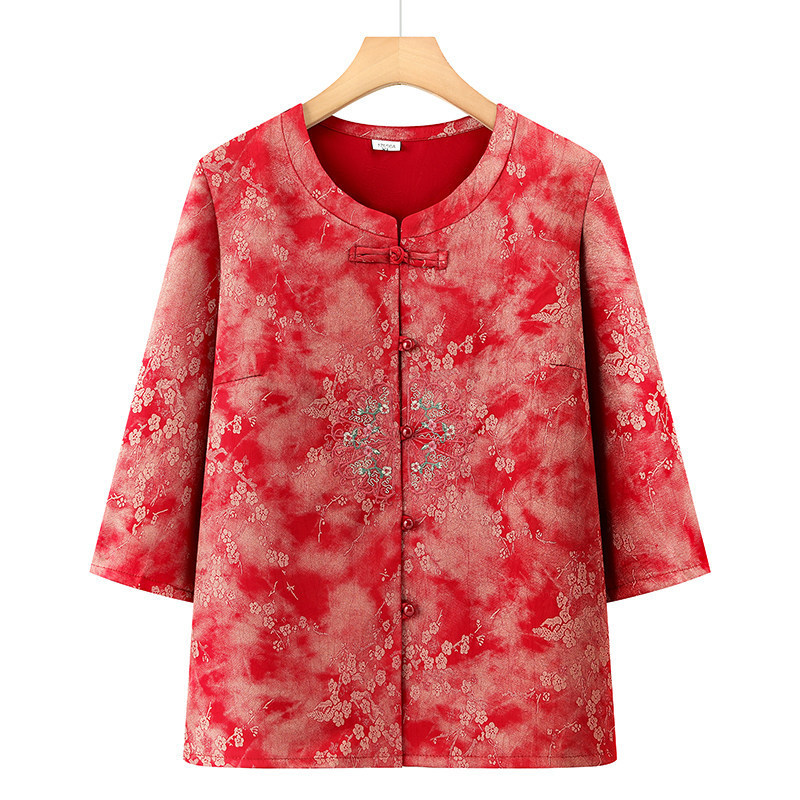 Elderly Women's Summer Shirts, Stylish Grandma-Style Collared Loose Cardigan Tops, Old Lady Clothes, Mom's Shirts