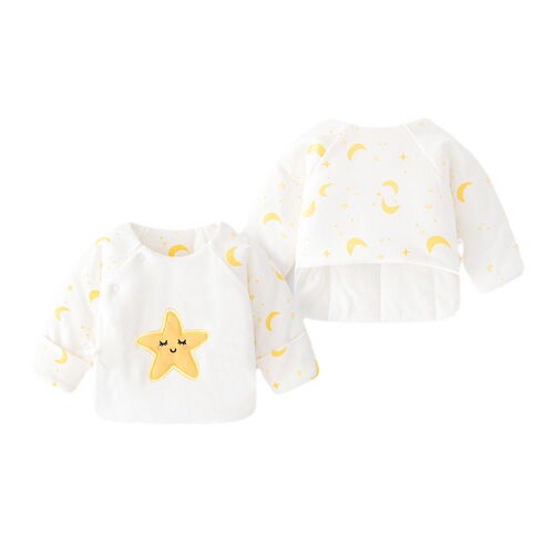 Newborn baby clothes autumn and winter baby thickened top with cotton interlining warm half back dress for newborn monks' robe