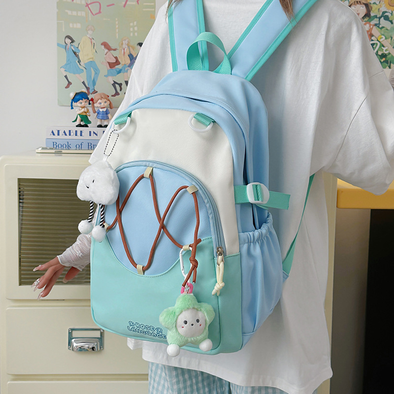 Mochila escolar de todo fósforo para niña fresca, salida de primavera, mochila ligera y pequeña, mochila de estudiante de color de contraste, mochila escolar