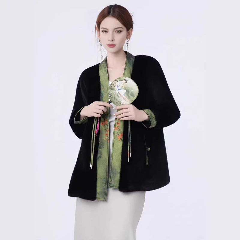 Fur Coat for Women, Faux Mink Fur Coat, Fur Integrated, National Trend Winter Wear, New Chinese Style, National Style Top, National Style Women's Clothing Fur Coat for Women, Faux Mink Fur Coat, Fur Integrated, National Trend Winter Wear, New Chinese Style, National Style Top, National Style Women's Clothing