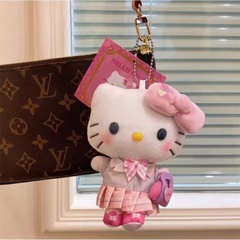 Japanese School Style Kitty Sanrio Kuromi Cinnamoroll Plush Doll Keychain Decoration