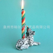 小狗蛋糕装饰 手工制作瓷器雕像收藏传家宝艺术品 生日烛台