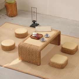 藤编榻榻米茶桌阳台矮桌飘窗窗桌茶几日式家用炕桌禅意地台小桌子