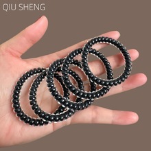 韩国细款电话线黑色半透明果冻电话线发圈高级感扎发绳橡皮筋头饰