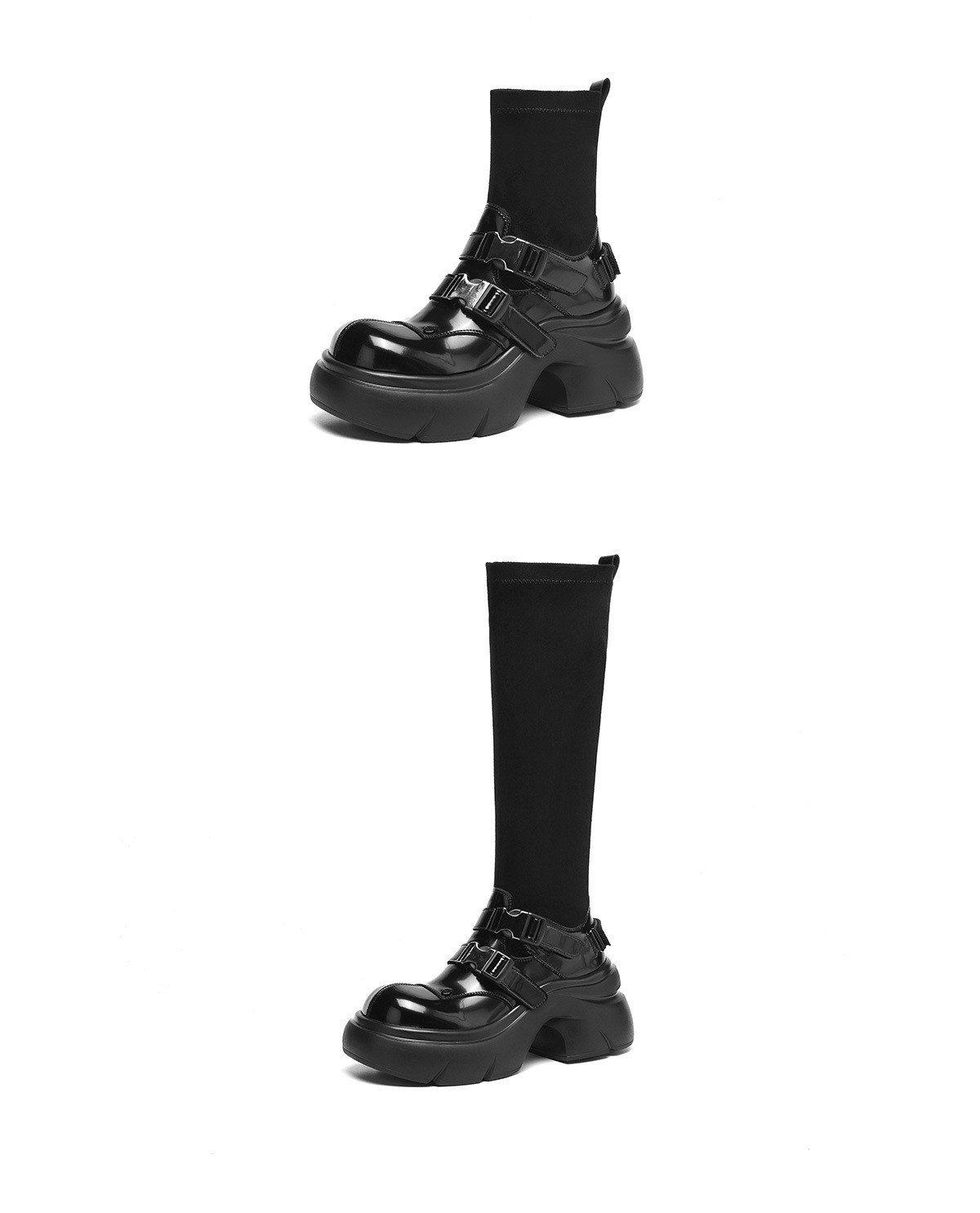 Boot ngắn nữ đế dày phong cách Anh khóa thắt lưng, form ôm chân co giãn — Lớp lót đơn ống dài màu đen, Lớp lót đơn ống ngắn màu đen, Lớp lót nhung dài màu đen, Lớp lót nhung ngắn màu đen chi tiết 20