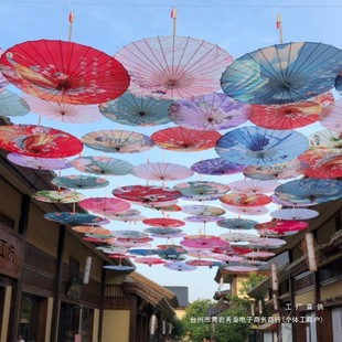 Chinese-Style Oil-Paper Umbrella for Outdoor Rain and Sun Protection, Silk Cloth Umbrella, Decorative Ceiling Umbrella, Can Be Equipped with Umbrella Lights, Retro Dance Umbrella