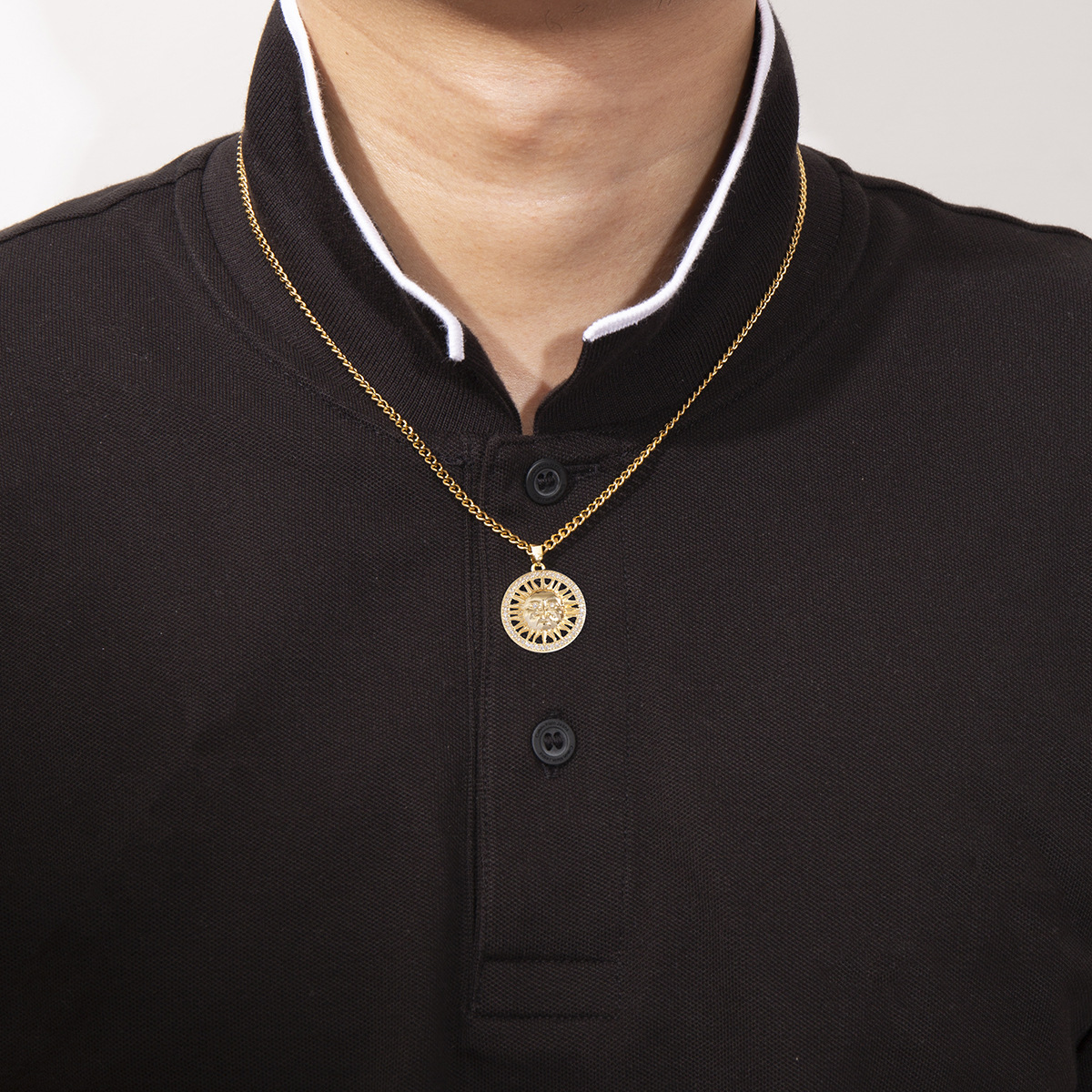 Europese en Amerikaanse INS koper vergulde zon heren ketting straat stijl roestvrij staal ketting zirkoon unisex_voghion.com