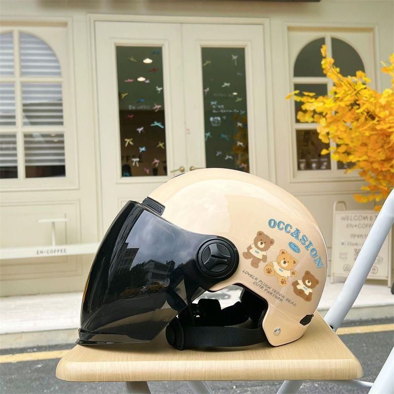 Newly certified electric vehicle helmet for men and women, suitable for winter and summer, sun protection, all-season, national standard motorcycle safety half helmet, cute