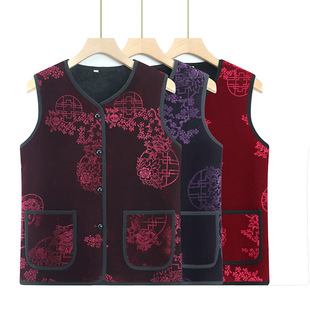 Grandma's Vest Mother's New Style Western Style Middle-aged and Elderly Loose Vest Soft One-piece Velvet Thickened Vest for Women