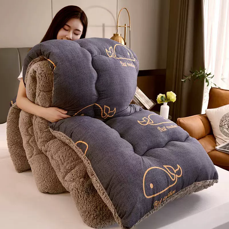 跨境羊羔绒磨毛印花冬被春秋加厚被芯褥子单人双人学生宿舍空调被