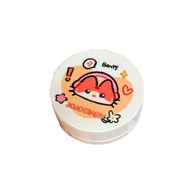 Long Diary Cartoon Cat Double Layer Air Cushion Cream Powder Cake 2-in -1 Oil Control Concealer Lasting No Makeup Foundation