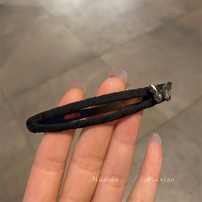 Fermaglio bb per capelli in tessuto nero stile coreano_voghion.com